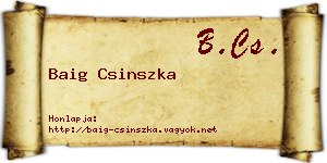 Baig Csinszka névjegykártya